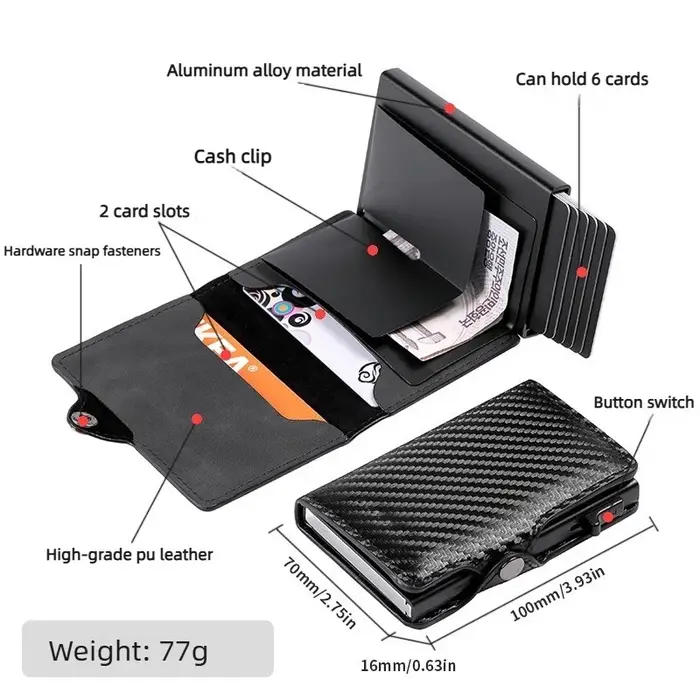 Porte-cartes en fibre de carbone pour hommes