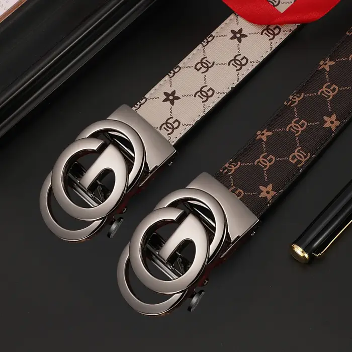 Ceinture en cuir véritable pour hommes, alliage métallique, boucle automatique, marque de luxe, Desi