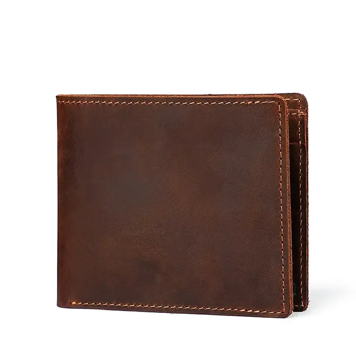 Portefeuille 100 % cuir véritable pour homme avec poche pour monnaie 9,2 x 11,3 cm