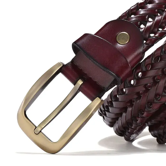 Ceintures tressées en cuir véritable pour hommes
