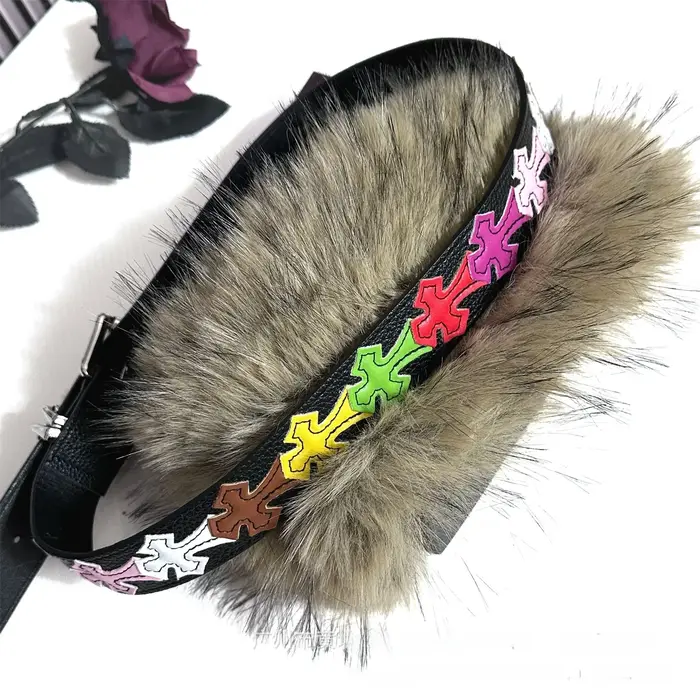 Ceinture en fourrure de Style américain pour Denim