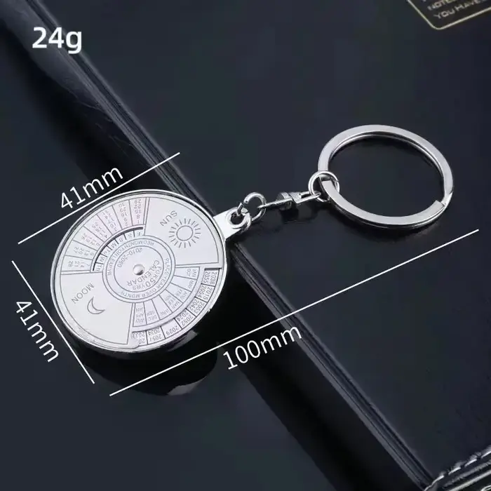 Porte-clés Calendrier Perpétuel Rotatif 50 Ans – Anneau de Clés Créatif en Alliage pour Hommes et Femmes
