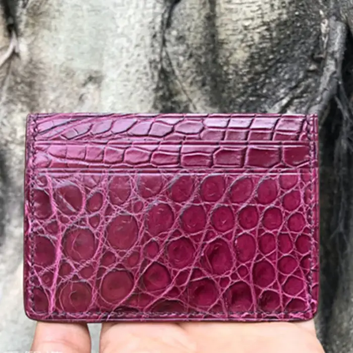 Porte-cartes en crocodile véritable pour hommes et femmes
