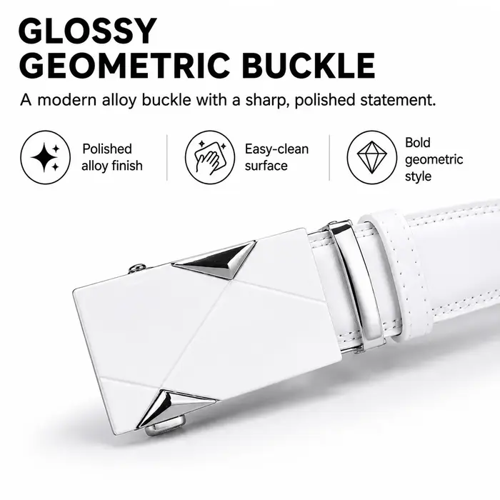 Ceinture en cuir PU blanc pour homme