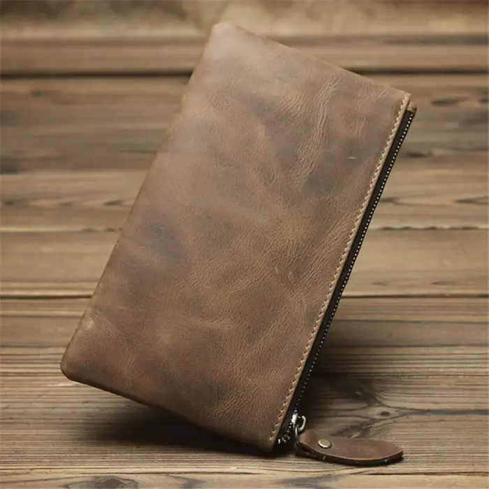 Portefeuille Slim en cuir véritable pour hommes et femmes