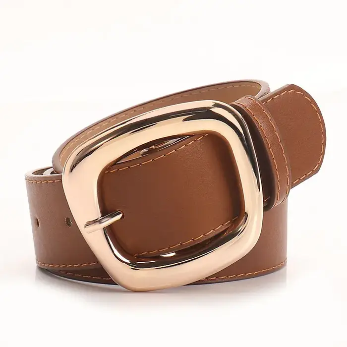 Ceinture large à boucle trapézoïdale polyvalente pour femmes