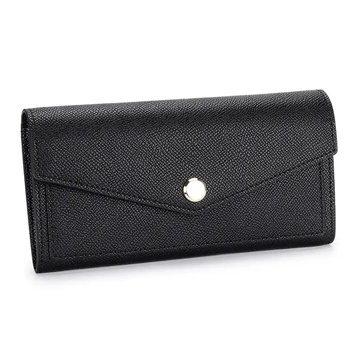 Portefeuille personnalisable en cuir véritable pour femmes, Long, pochette de couleur contrastée