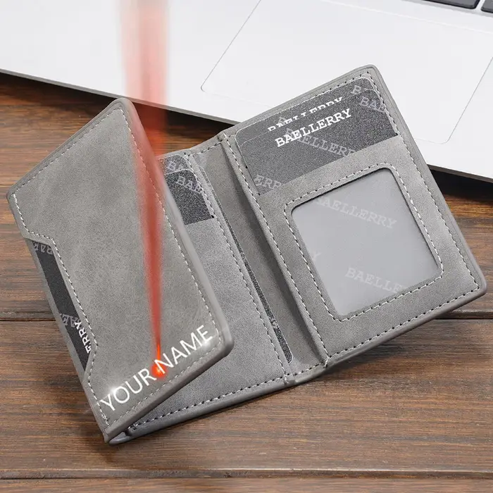 Nom gravure Mini Simple hommes carte portefeuilles nouveaux sacs à cartes courtes marque mâle sac à main de haute