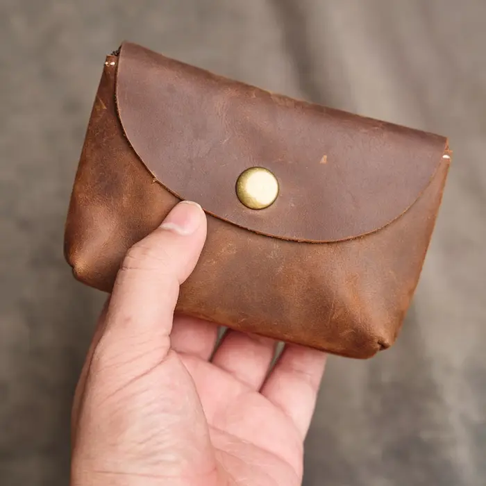 Portefeuille en cuir véritable à double fermeture éclair pour hommes et femmes