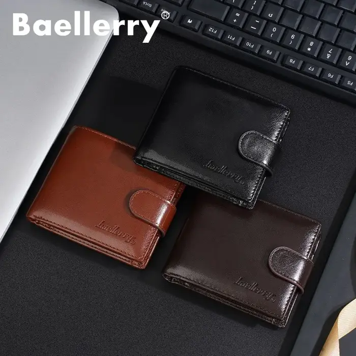 Portefeuille en cuir véritable pour homme Baellerry avec fermeture éclair
