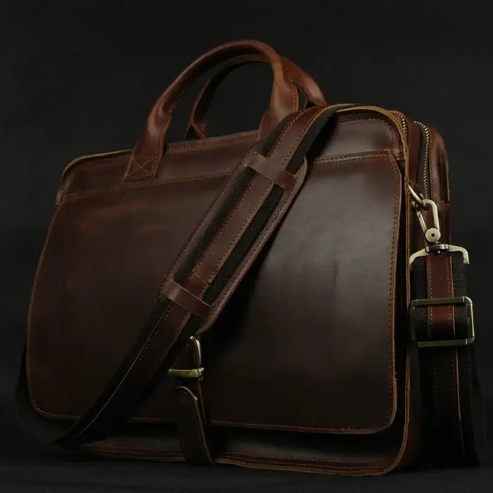 Porte-documents de luxe en cuir véritable pour hommes