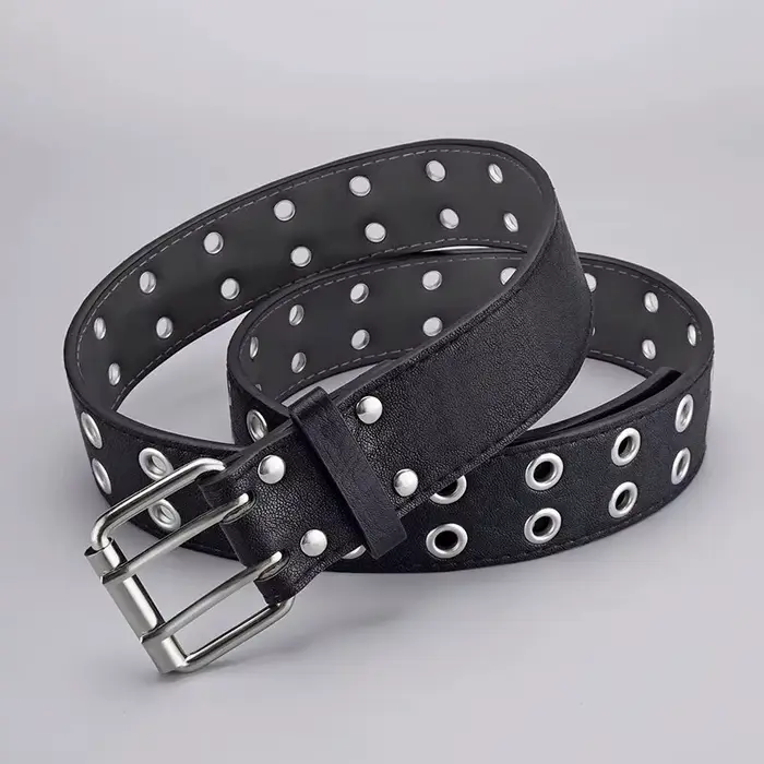 Ceinture simple à double trou pour hommes et femmes, punk, hip hop, rock, sous-culture Y2K, tendance