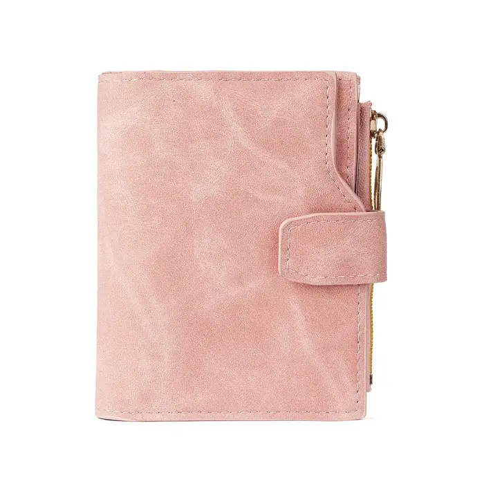 Portefeuille court vintage pour femme en cuir nubuck