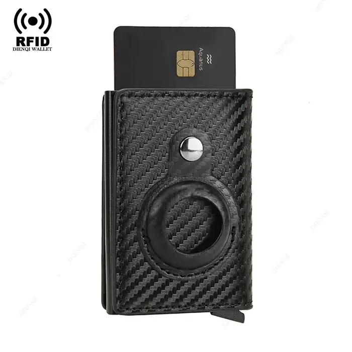 Hommes portefeuille pour Airtag porte-carte ID banque crédit porte-carte antivol minimaliste métal p