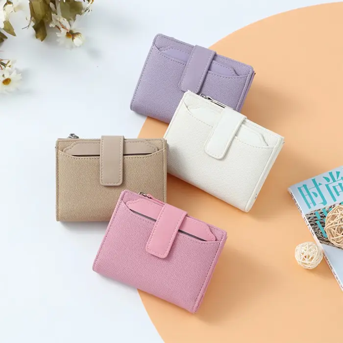 Portefeuille court pliant en cuir PU pour femmes