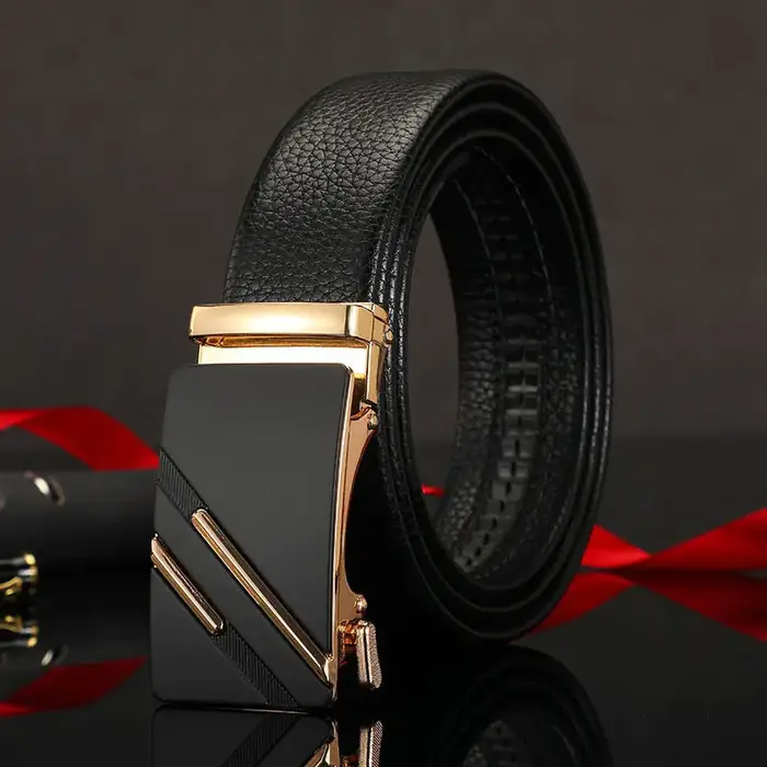 Ceinture en cuir pour hommes, métal, structure automatique, marque de luxe, design de mode d'affaire
