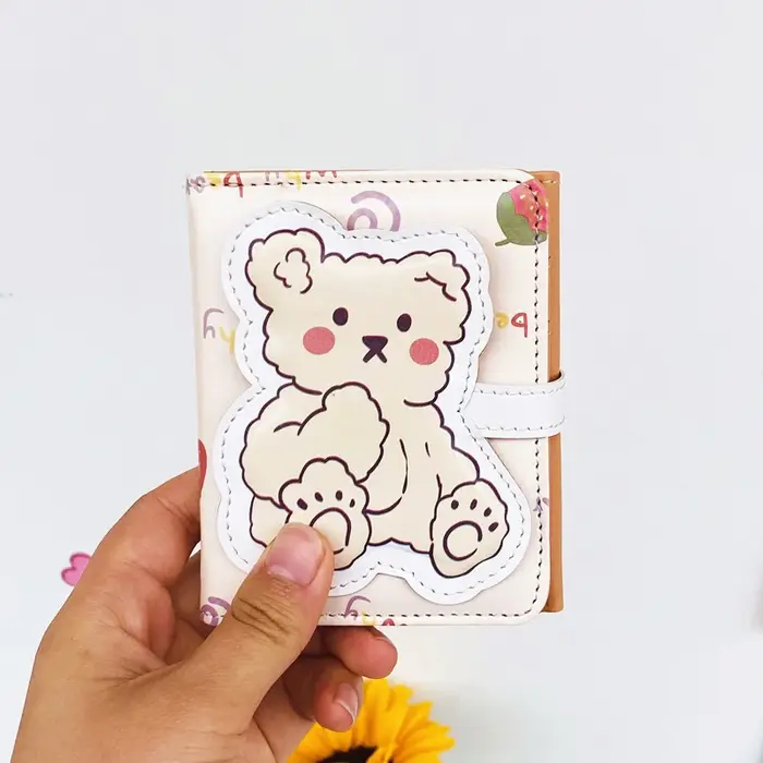 Porte-monnaie en PU de dessin animé, joli petit ours, porte-monnaie simple et portable, trois possèd