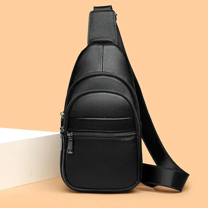 Sac à main en cuir de vachette multi-poches pour hommes