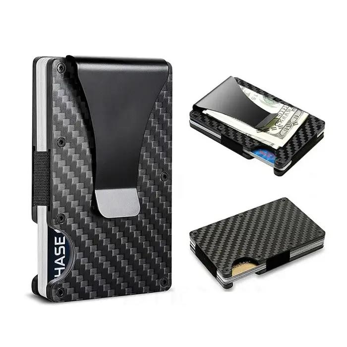 Portefeuille mince minimaliste en Fiber de carbone Carteira pour hommes Cartera Tarjetero Hombre RFID porte-carte de crédit en cachemire de luxe