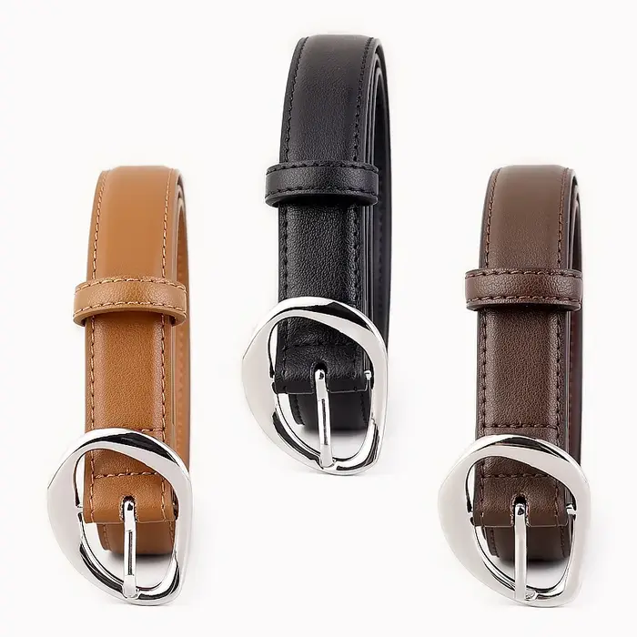 Ceintures de taille en cuir de vache uni noir marron pour femmes