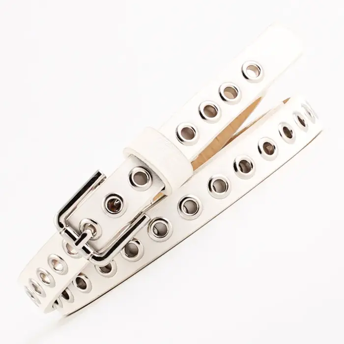 Ceinture en cuir pour femmes, Punk Cool, boucle en métal, Double œillet réglable, à la mode, pour ro