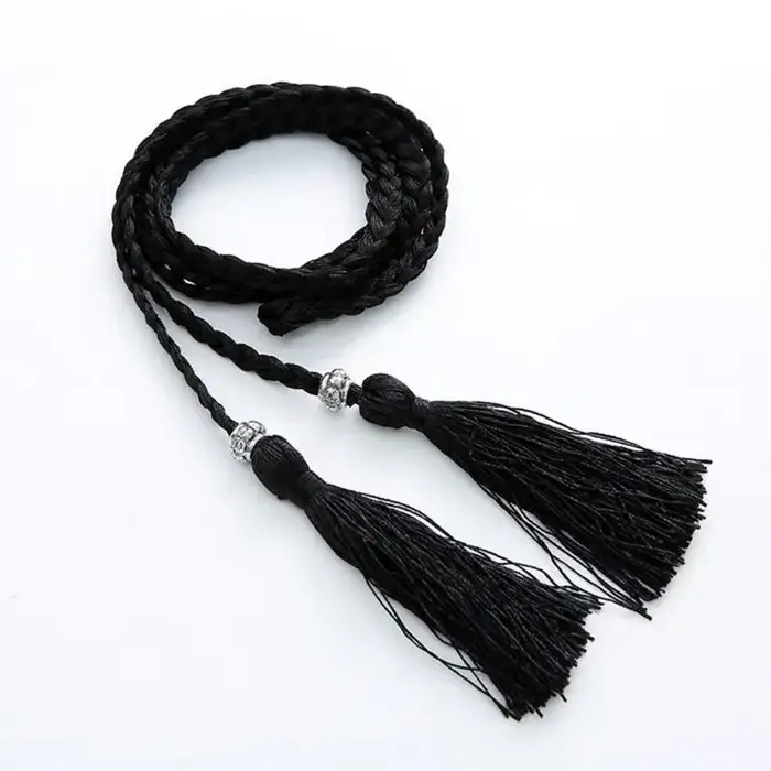 39BD – ceinture taille bohème pour femmes, glands délicats, décorations tressées pour robe d'été, ceinture taille