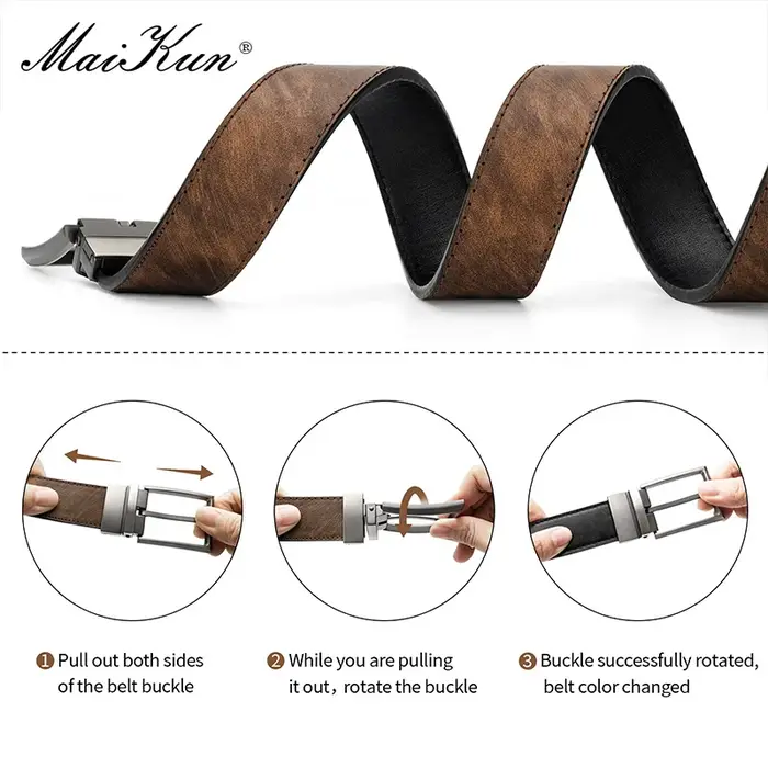 Maikun ceintures en cuir réversibles pour hommes