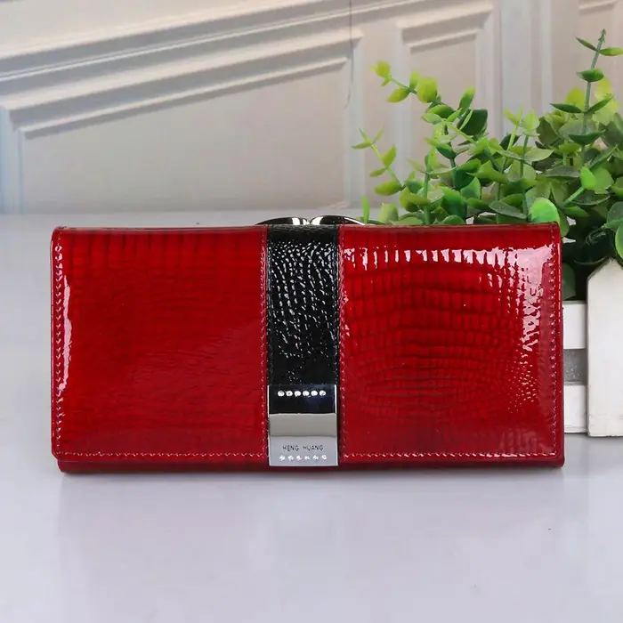 Portefeuille en cuir véritable femmes longs portefeuilles