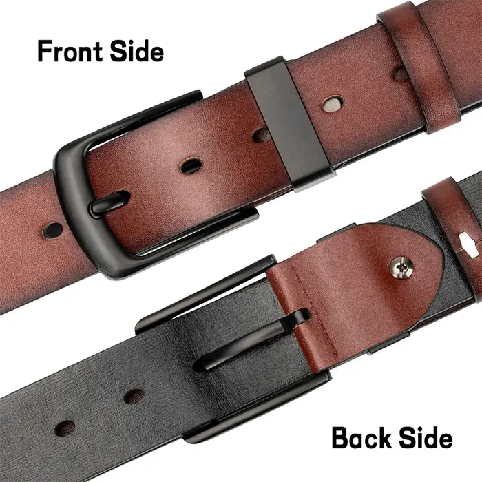 Maikun Ceinture décontractée vintage pour homme avec boucle ardillon noire pour étudiant - Large ceinture en cuir polyvalente