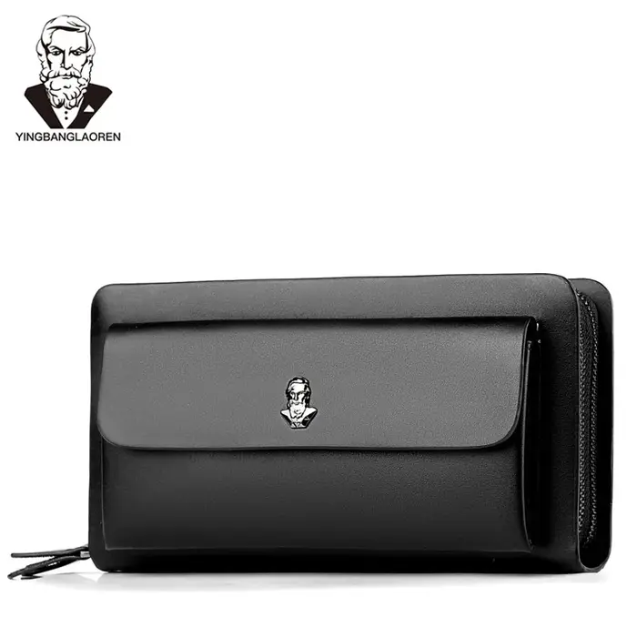 Marque de luxe hommes portefeuilles avec poche à monnaie Double fermeture éclair mâle portefeuille l