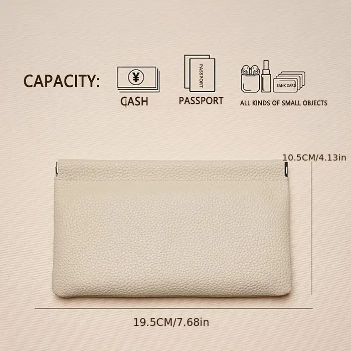 Portefeuille long vintage en PU à fermeture automatique avec grande pochette de rangement pour billets et pièces