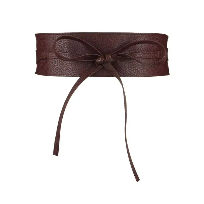 Femmes ceinture pour robe en cuir nœud papillon larges ceintures Simple enveloppement ceinture mante