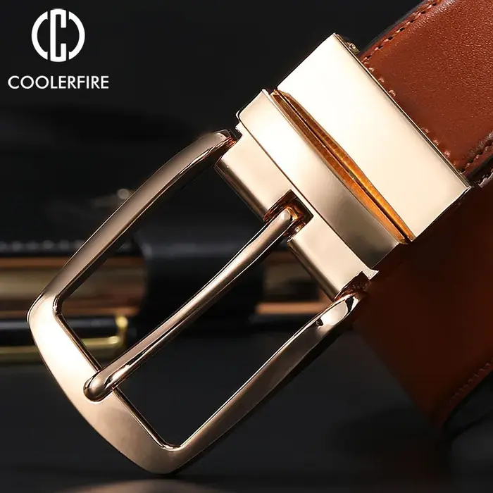 Nouvelle ceinture réversible à boucle rotative double face pour hommes
