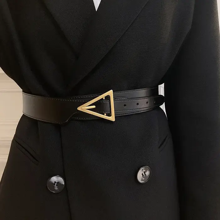 Ceinture décorative en cuir véritable pour femme avec drapeau de luxe