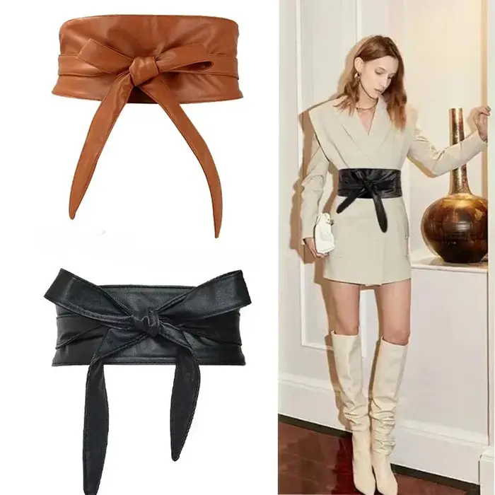 Ceinture large en PU pour femmes
