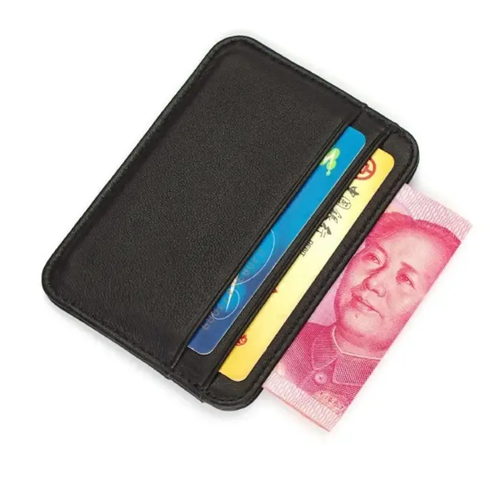 Portefeuille porte-cartes en cuir véritable de peau de mouton pour hommes et femmes