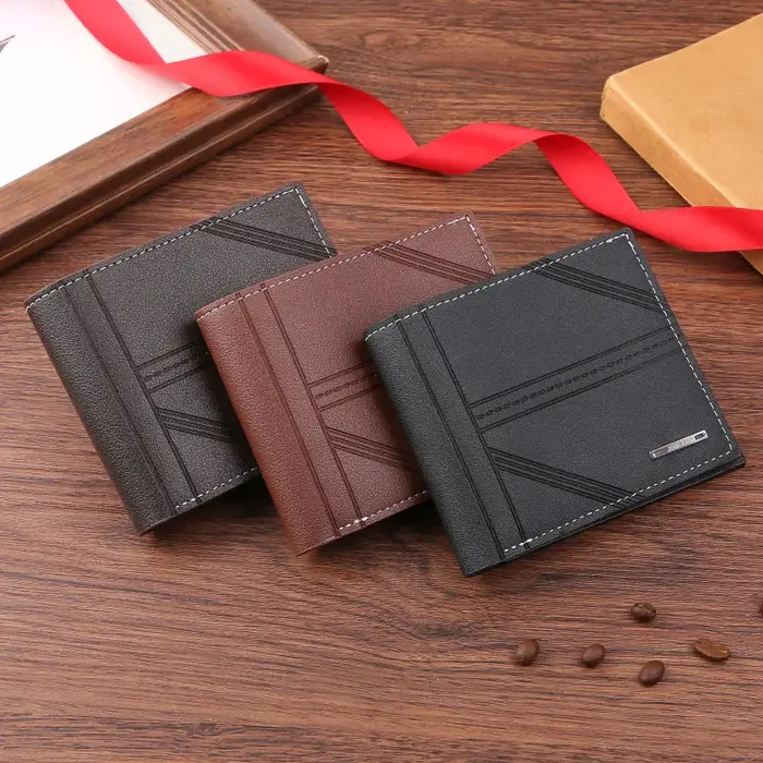 Portefeuille court en cuir souple pour hommes