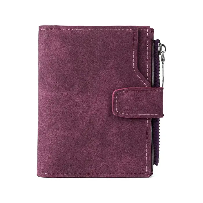 Portefeuille court vintage pour femme en cuir nubuck
