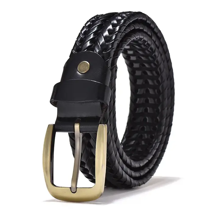 Ceintures tressées en cuir véritable pour hommes