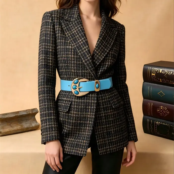 1. Une ceinture pour femme avec des perles bleues