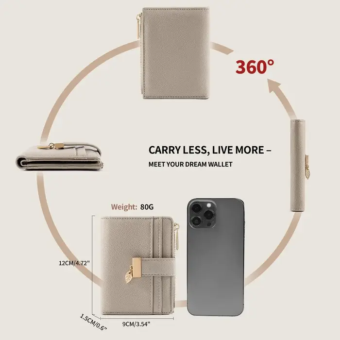 Portefeuille en cuir pour femme Pomelo Best avec poche à monnaie zippée
