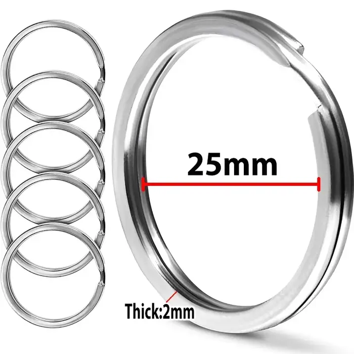 Porte-clés en acier inoxydable, 10 à 30 pièces, argent poli, rond, fil plat, fendu, pour la fabricat
