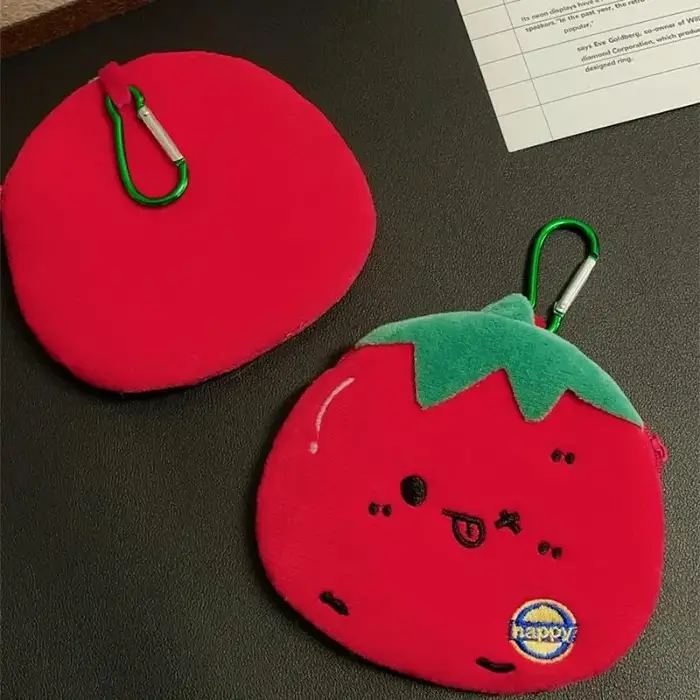 Porte-monnaie en peluche tomate