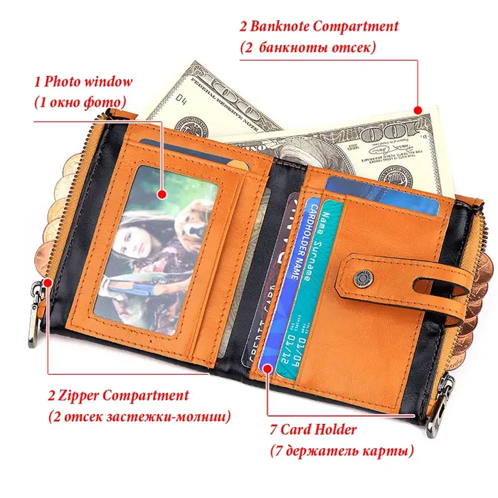 HUMERPAUL portefeuille en cuir véritable pour hommes mode qualité sac à main de voyage Rfid protéger porte-carte de