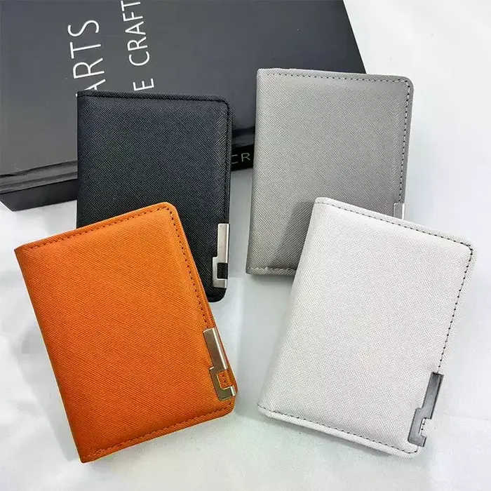Portefeuille fin en similicuir noir de style professionnel avec plusieurs emplacements pour cartes