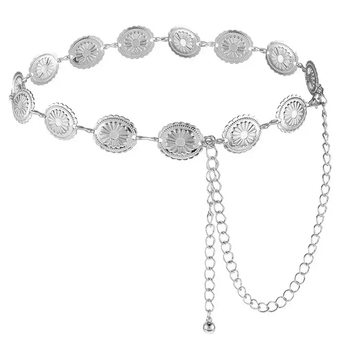 Chaîne de taille en métal doré et argenté, ceinture réglable, ceinture bohème