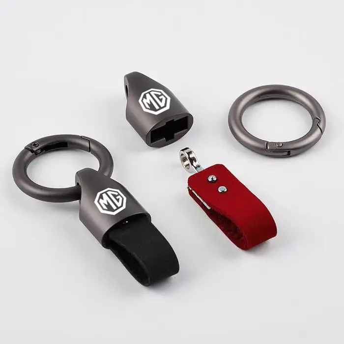 Porte-clés de luxe en daim/métal pour hommes et femmes