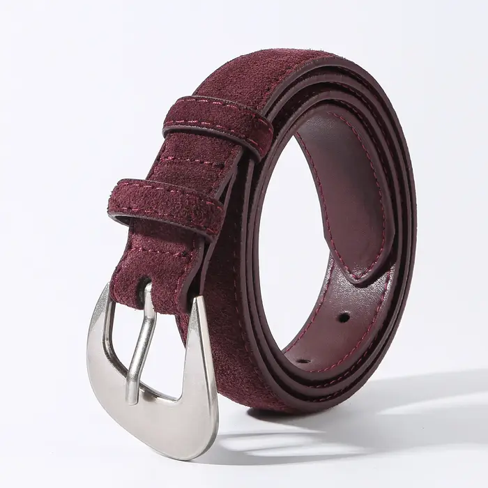 Ceintures en cuir suédé pour femmes avec boucle argentée