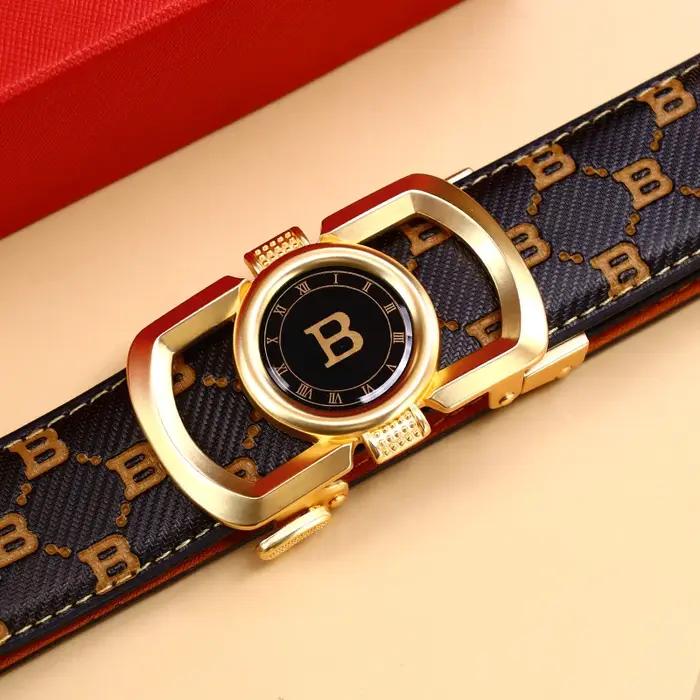 Ceinture en cuir PU pour hommes avec boucle en alliage automatique