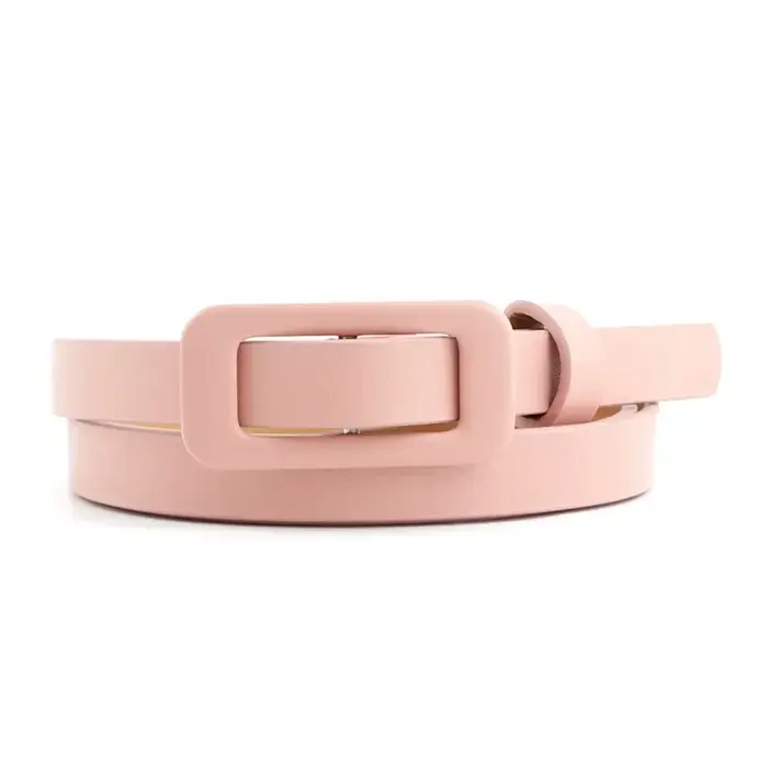 Ceinture fine et fine en cuir Pu pour femmes, nouvelle boucle carrée sans trous, noir/blanc/rouge/rose, à la mode, pour décoration de robe en jean
